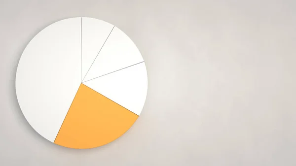 Witte Cirkeldiagram Met Een Oranje Sector Witte Achtergrond Infographic Mockup — Stockfoto