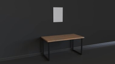 Boş beyaz dikey sarmal tablo yukarıda duvara asılı takvim bağlı. Takvim mockup iç. 3D render illüstrasyon