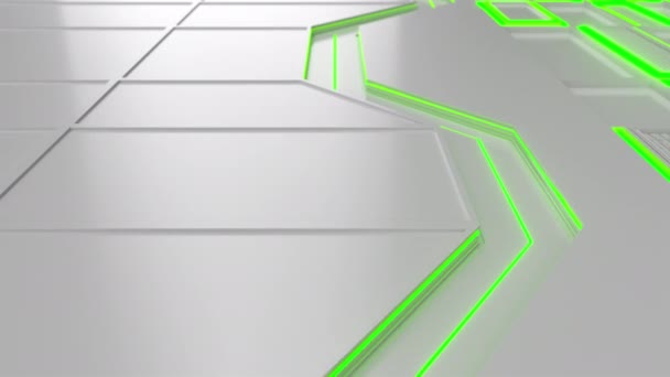 Футуристический Технологический Промышленный Фон Зелеными Светящимися Линиями Элементами Абстрактный Цикл — стоковое видео