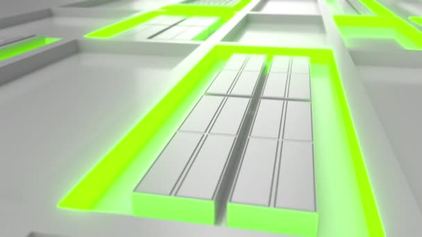 Futurystyczny Technologicznego Lub Przemysłowego Tło Zielony Świecące Linie Elementy Streszczenie — Wideo stockowe