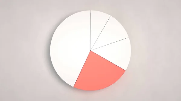 White Pie Chart One Red Sector White Background Infographic Mockup — Stock Photo, Image