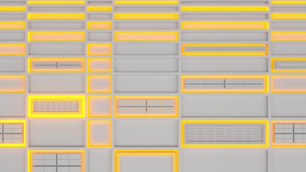 Futuristico Sfondo Tecnologico Industriale Con Linee Elementi Luminosi Arancioni Loop — Video Stock