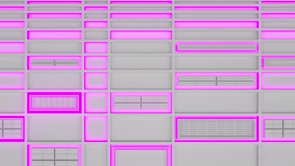 Футуристический Технологический Промышленный Фон Фиолетовыми Светящимися Линиями Элементами Абстрактный Цикл — стоковое видео