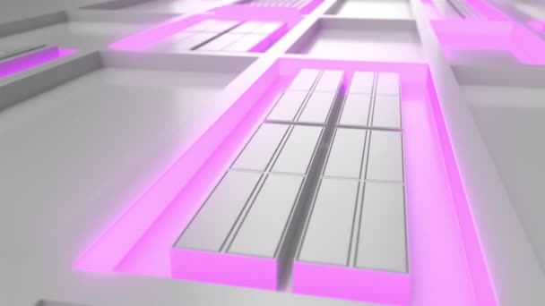 Futuristico Sfondo Tecnologico Industriale Con Linee Elementi Luminosi Viola Loop — Video Stock