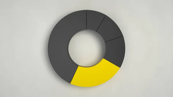 Schwarzes Ringkuchendiagramm Mit Einem Gelben Sektor Auf Weißem Hintergrund Infografik — Stockfoto