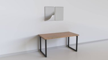 Boş beyaz dikey sarmal tablo yukarıda duvara asılı takvim bağlı. Takvim mockup iç. 3D render illüstrasyon