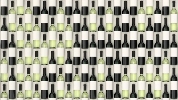 Patrón Botellas Vino Tinto Blanco Con Etiquetas Blanco Sobre Fondo — Foto de Stock