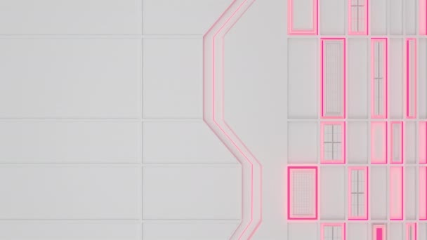 Futuristische Technologische Industriële Achtergrond Met Rood Gloeiende Lijnen Elementen Abstracte — Stockvideo
