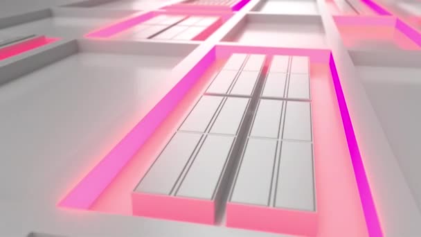 Futuristico Sfondo Tecnologico Industriale Con Linee Luminose Rosse Elementi Loop — Video Stock