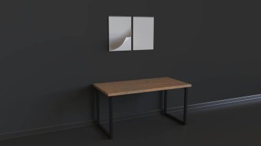 Boş beyaz dikey sarmal tablo yukarıda duvara asılı takvim bağlı. Takvim mockup iç. 3D render illüstrasyon