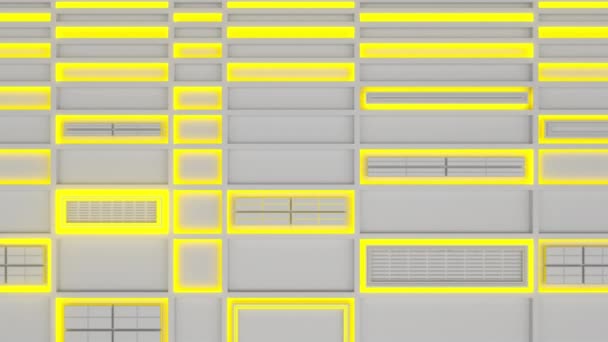 Футуристический Технологический Промышленный Фон Желтыми Светящимися Линиями Элементами Абстрактный Цикл — стоковое видео