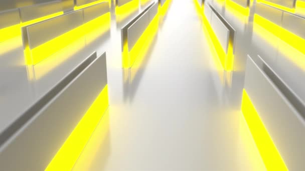Futuristic Technological Industrial Background Yellow Glowing Lines Elements Abstract Background — Stock Video