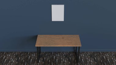 Boş beyaz dikey sarmal tablo yukarıda duvara asılı takvim bağlı. Takvim mockup iç. 3D render illüstrasyon