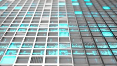 Metalden yapılmış, fütüristik teknolojik veya endüstriyel arka plan parlak çizgiler ve öğeleri ile ekleri. Arka plan. 3D render illüstrasyon.