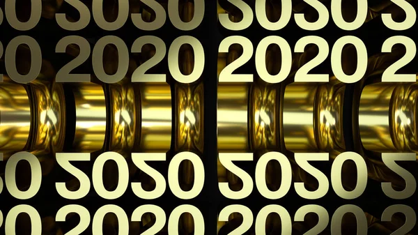 Golden 2020 Nombre Dans Grille Chiffres Métalliques Nouvel Fond Célébration — Photo