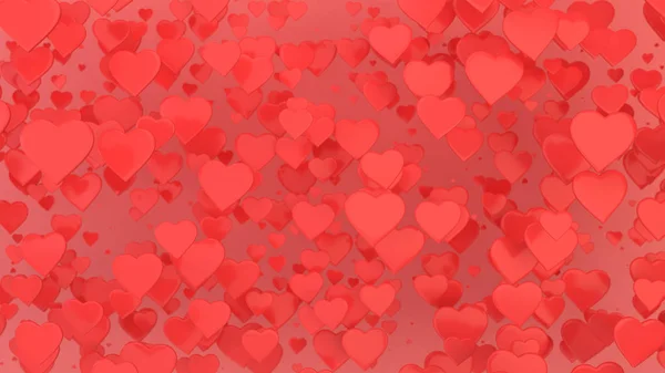 赤いハートの背景 バレンタインの日 レンダリング図 — ストック写真