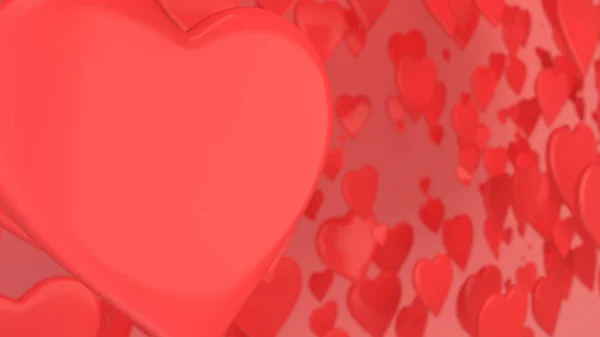 Červené Srdce Pozadí Valentinky Den Vykreslování Obrázku — Stock fotografie