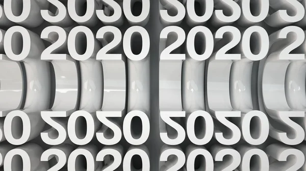 Bended 2020 Numbers Grid White New 2020 Year Figures Celebration — Stock Photo, Image