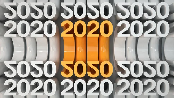 Orange 2020 Nombre Dans Grille Chiffres Blancs Nouvel Fond Célébration — Photo