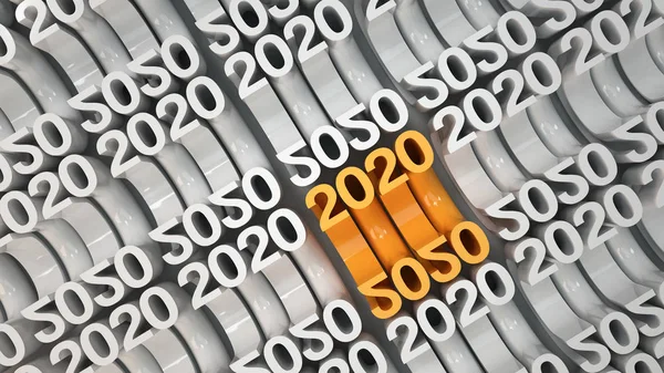 Orange 2020 Number Grid White Figures New Year Celebration Background — Stock Photo, Image