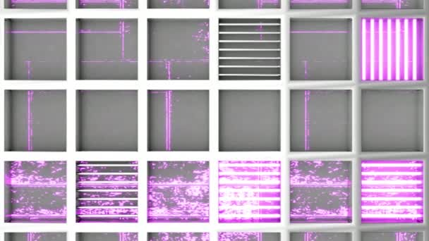 Футуристичний Технологічний Або Промисловий Фон Металевих Решіток Блискучими Лініями Елементами — стокове відео