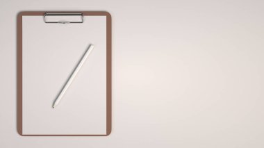 Mockup marka. Pano sayfası kağıt ve kalem ile. 3D render illüstrasyon.