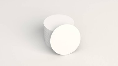 Mockup boş beyaz bira bardak beyaz arka plan üzerinde yuvarlak. Şablon marka. 3D render illüstrasyon