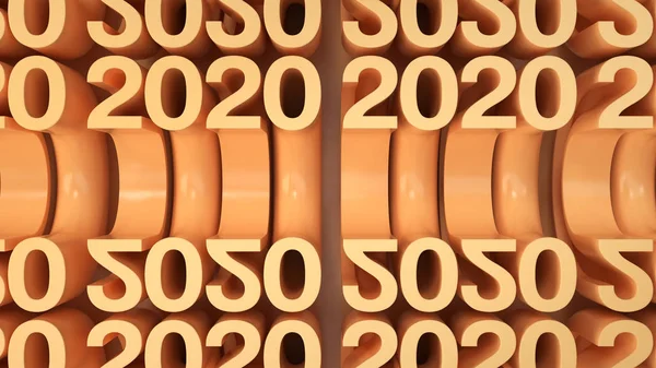 Numéros 2020 Cintrés Grille Des Chiffres Orange Nouvel 2020 Fond — Photo