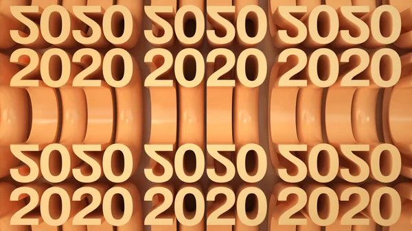 Numéros 2020 Cintrés Grille Des Chiffres Orange Nouvel 2020 Fond — Photo