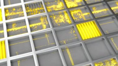 Metalden yapılmış, fütüristik teknolojik veya endüstriyel arka plan parlak çizgiler ve öğeleri ile ekleri. Arka plan. 3D render illüstrasyon.