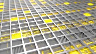 Metalden yapılmış, fütüristik teknolojik veya endüstriyel arka plan parlak çizgiler ve öğeleri ile ekleri. Arka plan. 3D render illüstrasyon.