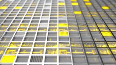 Metalden yapılmış, fütüristik teknolojik veya endüstriyel arka plan parlak çizgiler ve öğeleri ile ekleri. Arka plan. 3D render illüstrasyon.