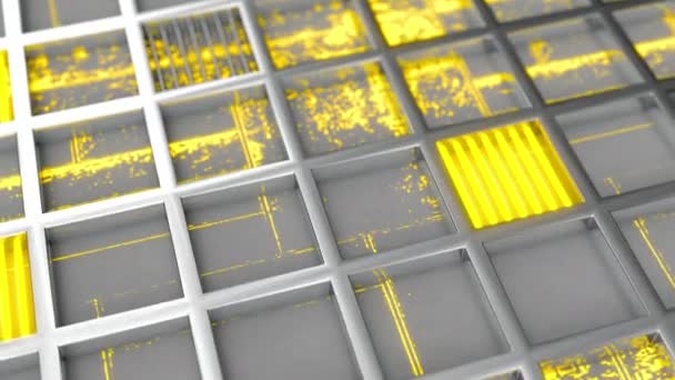 Футуристический Технологический Промышленный Фон Металлических Решёток Светящимися Линиями Элементами Абстрактный — стоковое видео