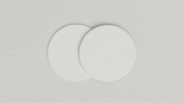 Mockup boş beyaz bira bardak beyaz arka plan üzerinde yuvarlak. Şablon marka. 3D render illüstrasyon