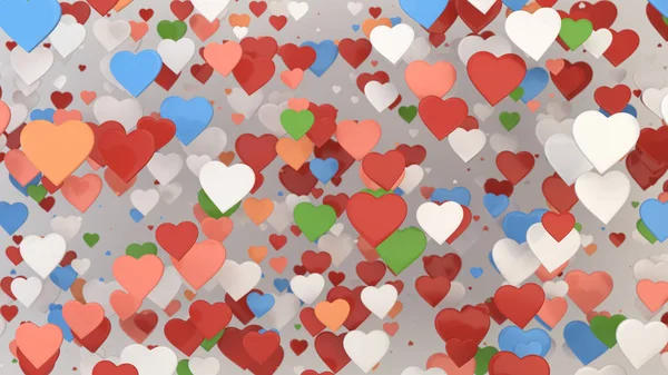 Colorful Hearts Background Valentines Day Rendering Illustration — Stock Photo, Image