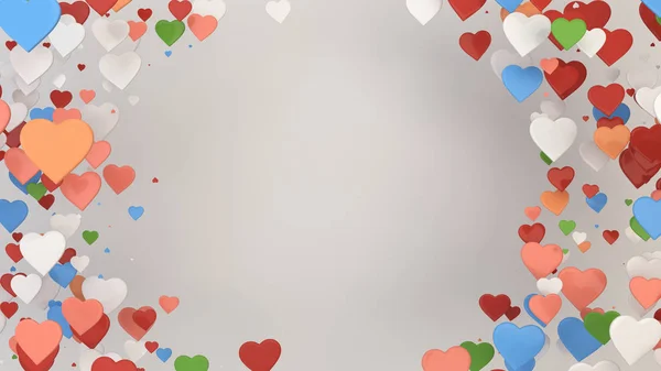 カラフル ハートの背景 バレンタインの日 レンダリング図 — ストック写真