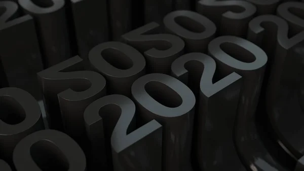 Doblado 2020 Números Cuadrícula Figuras Negras Año Nuevo 2020 Fondo — Foto de Stock