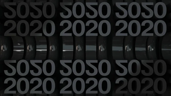Numéros 2020 Cintrés Grille Des Chiffres Noirs Nouvel 2020 Fond — Photo