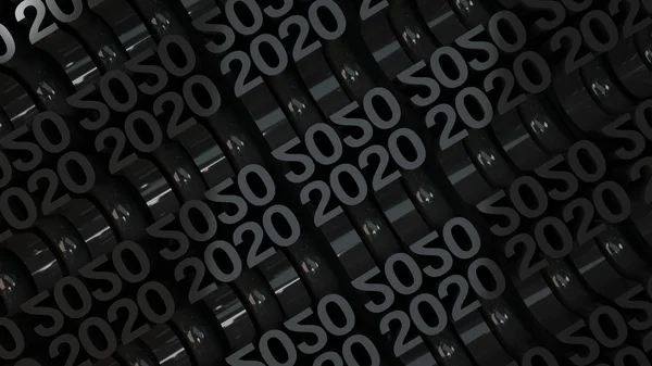 Numéros 2020 Cintrés Grille Des Chiffres Noirs Nouvel 2020 Fond — Photo
