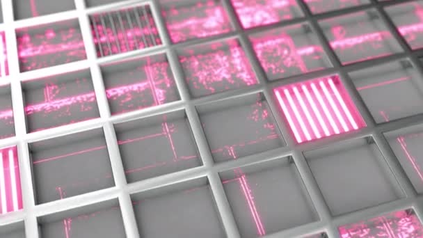 Futuristic Technological Industrial Background Made Metal Grates Glowing Lines Elements — Stock Video