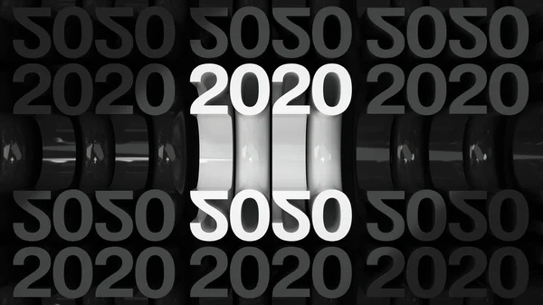 Blanc 2020 Nombre Dans Grille Chiffres Noirs Nouvel Fond Célébration — Photo