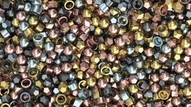 Renkli metal ilkel yığını. Geometrik arka plan. 3D render illüstrasyon