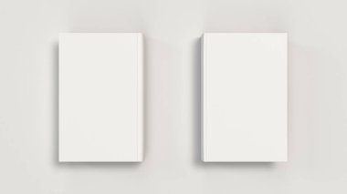 Beyaz arka plan üzerinde beyaz dikey kitap mockup. Kitap kapak tasarımı için şablon. 3D render illüstrasyon