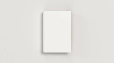 Beyaz arka plan üzerinde beyaz dikey kitap mockup. Kitap kapak tasarımı için şablon. 3D render illüstrasyon