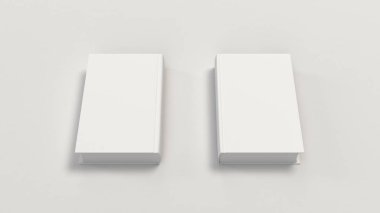 Beyaz arka plan üzerinde beyaz dikey kitap mockup. Kitap kapak tasarımı için şablon. 3D render illüstrasyon