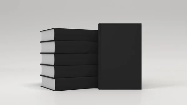 白色背景上的空白黑色垂直书籍的模拟 书籍封面设计模板 渲染插图 — 图库照片