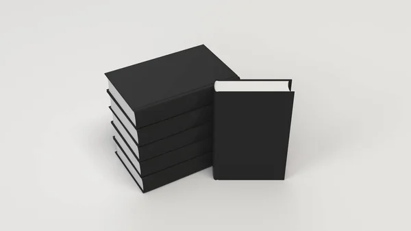 Mockup Van Zwarte Verticale Boek Met Blanke Pagina Witte Achtergrond — Stockfoto