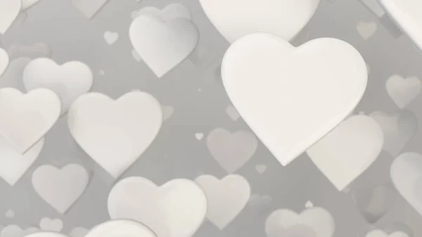 White Hearts Background Valentines Day Rendering Illustration — Stock Photo, Image