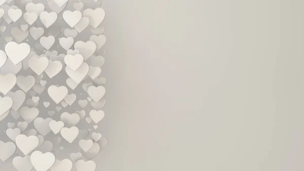 Bílá Srdce Pozadí Valentinky Den Vykreslování Obrázku — Stock fotografie