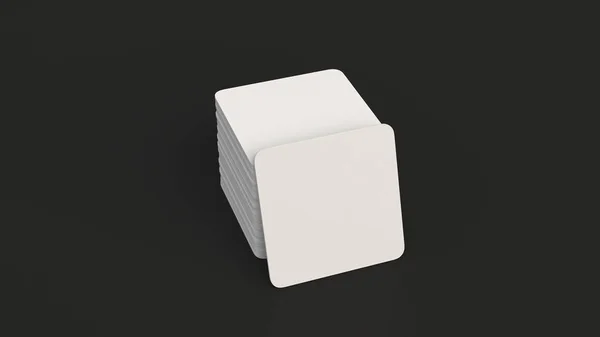 Mockup of blank white square beer coasters — Stock Photo, Image